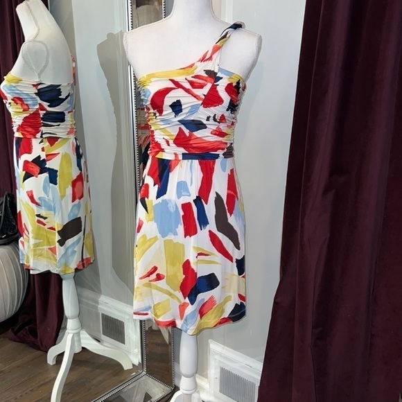 BCBGMaxAzria One Shoulder Print Mini Dress Size Small - Picture 1 of 12